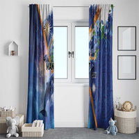 Marshall Islands Manit Day Window Curtain Grunge National Flag with Whales and Tribal Tattoos - Polynesian Pride