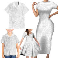 Samoan Culture-Lotu Tamaiti Family Matching Short Sleeve Bodycon Dress and Hawaiian Shirt Siapo and Polynesian Art Tattoos - Polynesian Pride