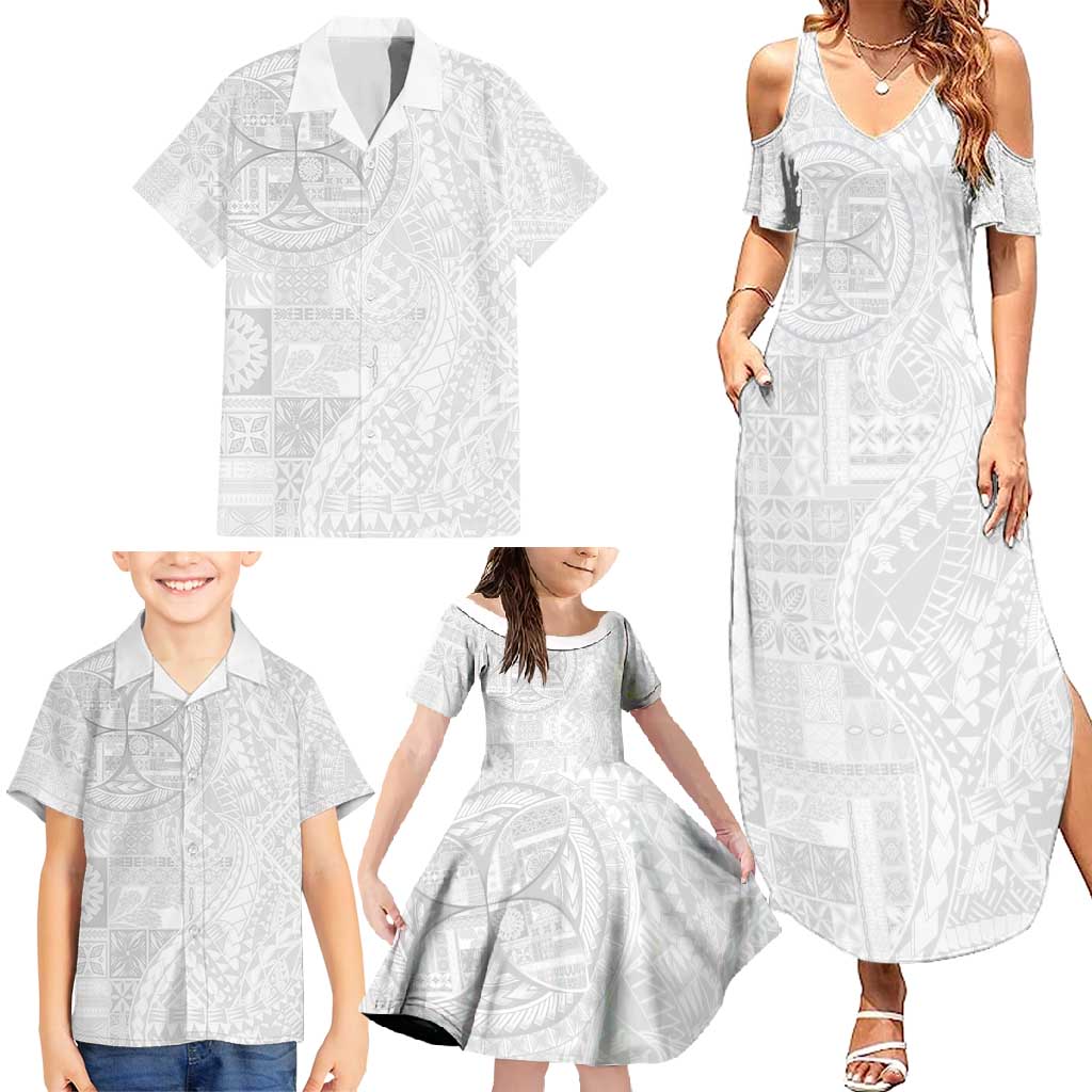Samoan Culture-Lotu Tamaiti Family Matching Summer Maxi Dress and Hawaiian Shirt Siapo and Polynesian Art Tattoos - Polynesian Pride