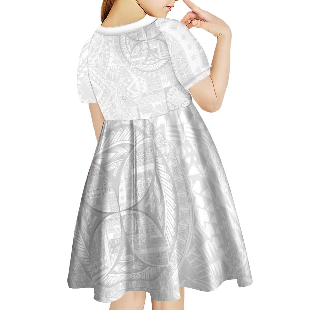 Samoan Culture-Lotu Tamaiti Kid Short Sleeve Dress Siapo and Polynesian Art Tattoos - Polynesian Pride