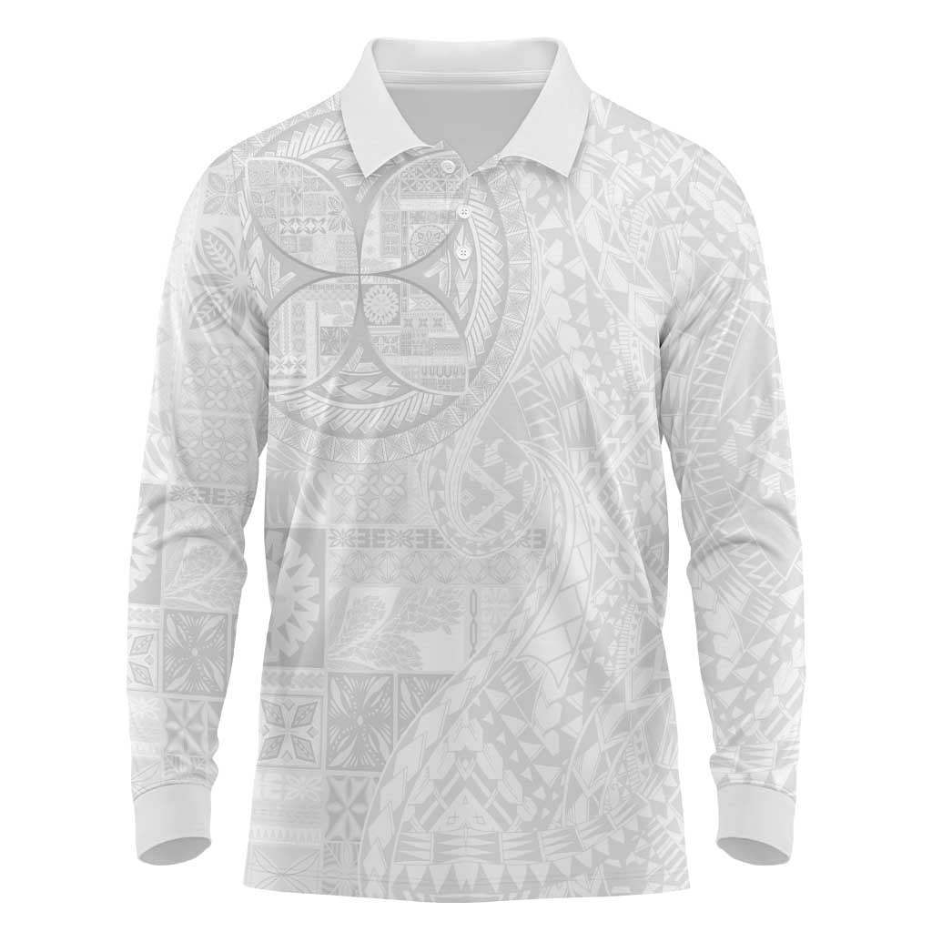 Samoan Culture-Lotu Tamaiti Long Sleeve Polo Shirt Siapo and Polynesian Art Tattoos - Polynesian Pride