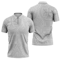 Samoan Culture-Lotu Tamaiti Zipper Polo Shirt Siapo and Polynesian Art Tattoos - Polynesian Pride