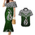 Aotearoa New Zealand Couples Matching Mermaid Dress and Hawaiian Shirt Silver Fern and Matau with Maori Tribal Green Style LT03 Green - Polynesian Pride