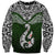 Custom Aotearoa New Zealand Sweatshirt Silver Fern and Matau with Maori Tribal Green Style LT03 Unisex Green - Polynesian Pride