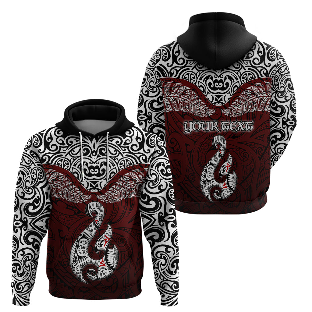 Custom Aotearoa New Zealand Hoodie Silver Fern and Matau with Maori Tribal Red Style LT03 - Polynesian Pride