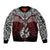 Custom Aotearoa New Zealand Sleeve Zip Bomber Jacket Silver Fern and Matau with Maori Tribal Red Style LT03 Unisex Red - Polynesian Pride