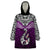 Aotearoa New Zealand Wearable Blanket Hoodie Silver Fern and Matau with Maori Tribal Pink Style LT03 One Size Pink - Polynesian Pride