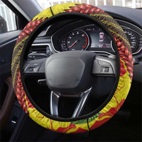Samoan Culture Steering Wheel Cover Hibiscus and Ula Fala with Tapa Pattern Yellow Color LT03 - Polynesian Pride
