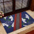Samoan Culture Rubber Doormat Hibiscus and Ula Fala with Tapa Pattern Blue Color