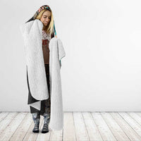 Hawaiian Hibiscus and Tropical Leaves Hooded Blanket Patchwork Grunge Abstract and Tapa Tribal Pattern Half Style