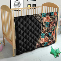 Hawaiian Hibiscus and Tropical Leaves Quilt Patchwork Grunge Abstract and Tapa Tribal Pattern Half Style