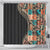 Hawaiian Hibiscus and Tropical Leaves Shower Curtain Patchwork Grunge Abstract and Tapa Tribal Pattern Half Style