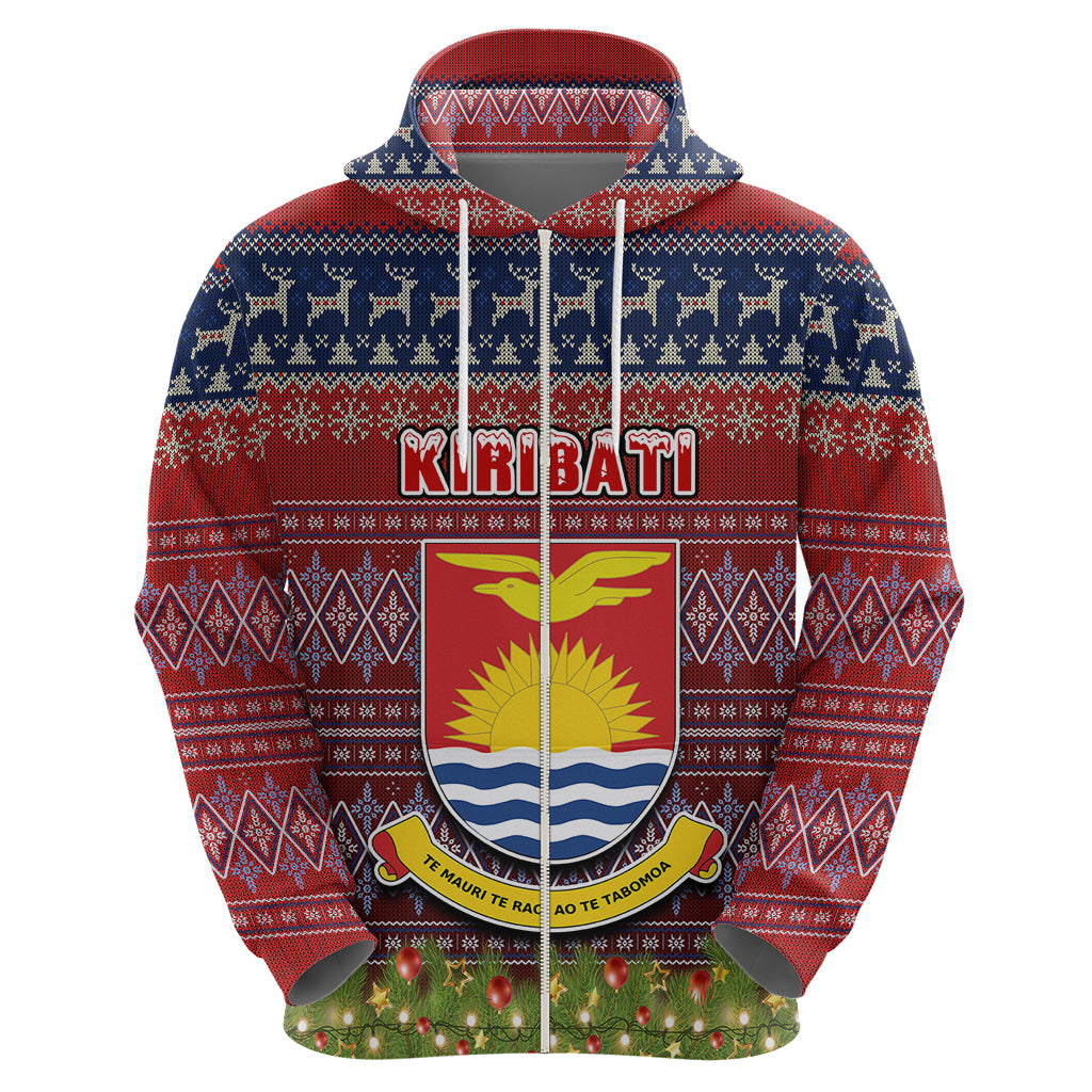 Personalised Kiribati Christmas Hoodie Coat of Arms and Map Beautiful Merry Xmas Snowflake LT03 - Polynesian Pride