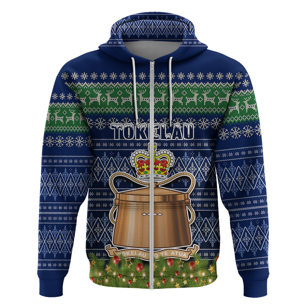 Tokelau Christmas Hoodie Coat of Arms and Map Beautiful Merry Xmas Snowflake LT03 - Polynesian Pride