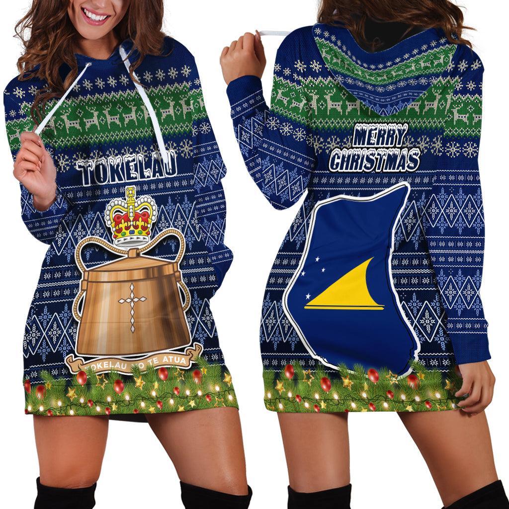 tokelau-christmas-hoodie-dress-coat-of-arms-and-map-beautiful-merry-xmas-snowflake