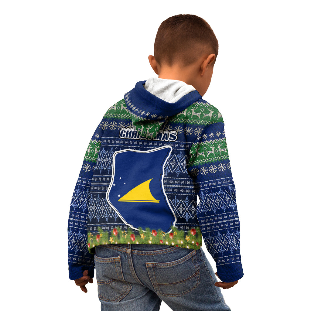 Tokelau Christmas Kid Hoodie Coat of Arms and Map Beautiful Merry Xmas Snowflake LT03 - Polynesian Pride