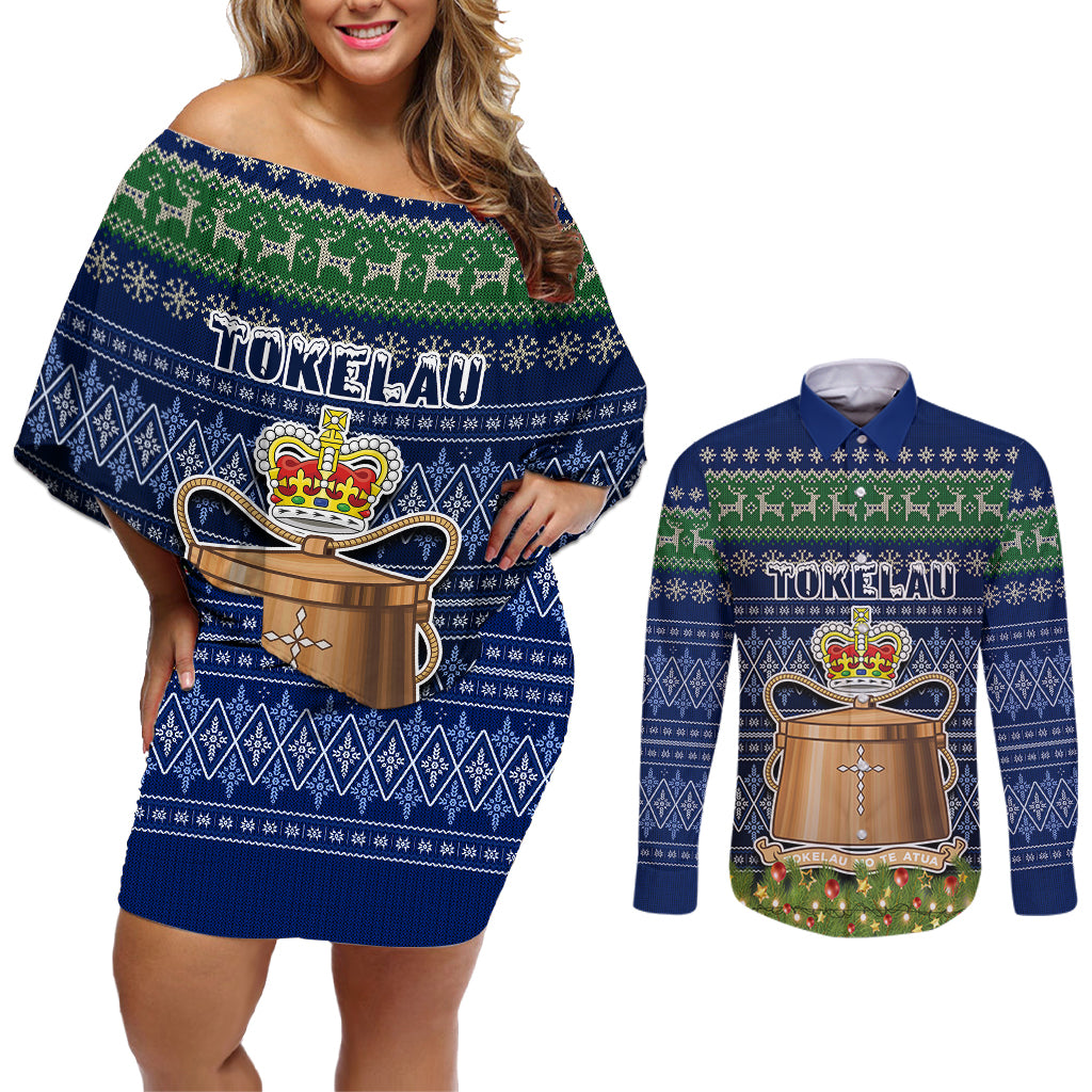 personalised-tokelau-christmas-couples-matching-off-shoulder-short-dress-and-long-sleeve-button-shirts-coat-of-arms-and-map-beautiful-merry-xmas-snowflake