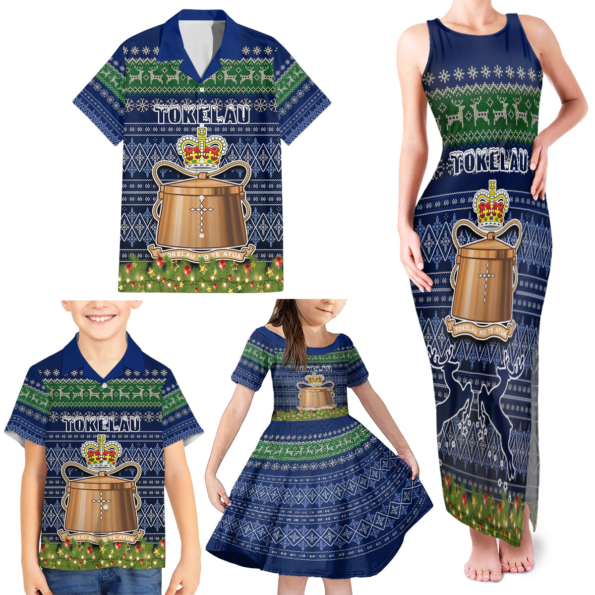 personalised-tokelau-christmas-family-matching-tank-maxi-dress-and-hawaiian-shirt-coat-of-arms-and-map-beautiful-merry-xmas-snowflake