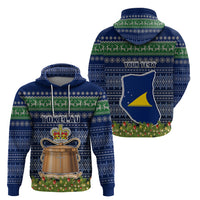 Personalised Tokelau Christmas Hoodie Coat of Arms and Map Beautiful Merry Xmas Snowflake LT03 - Polynesian Pride