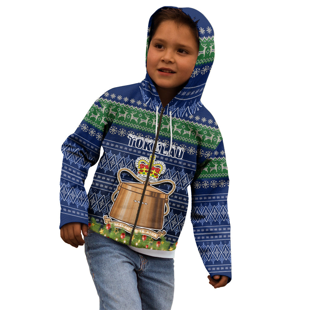 Personalised Tokelau Christmas Kid Hoodie Coat of Arms and Map Beautiful Merry Xmas Snowflake LT03 - Polynesian Pride