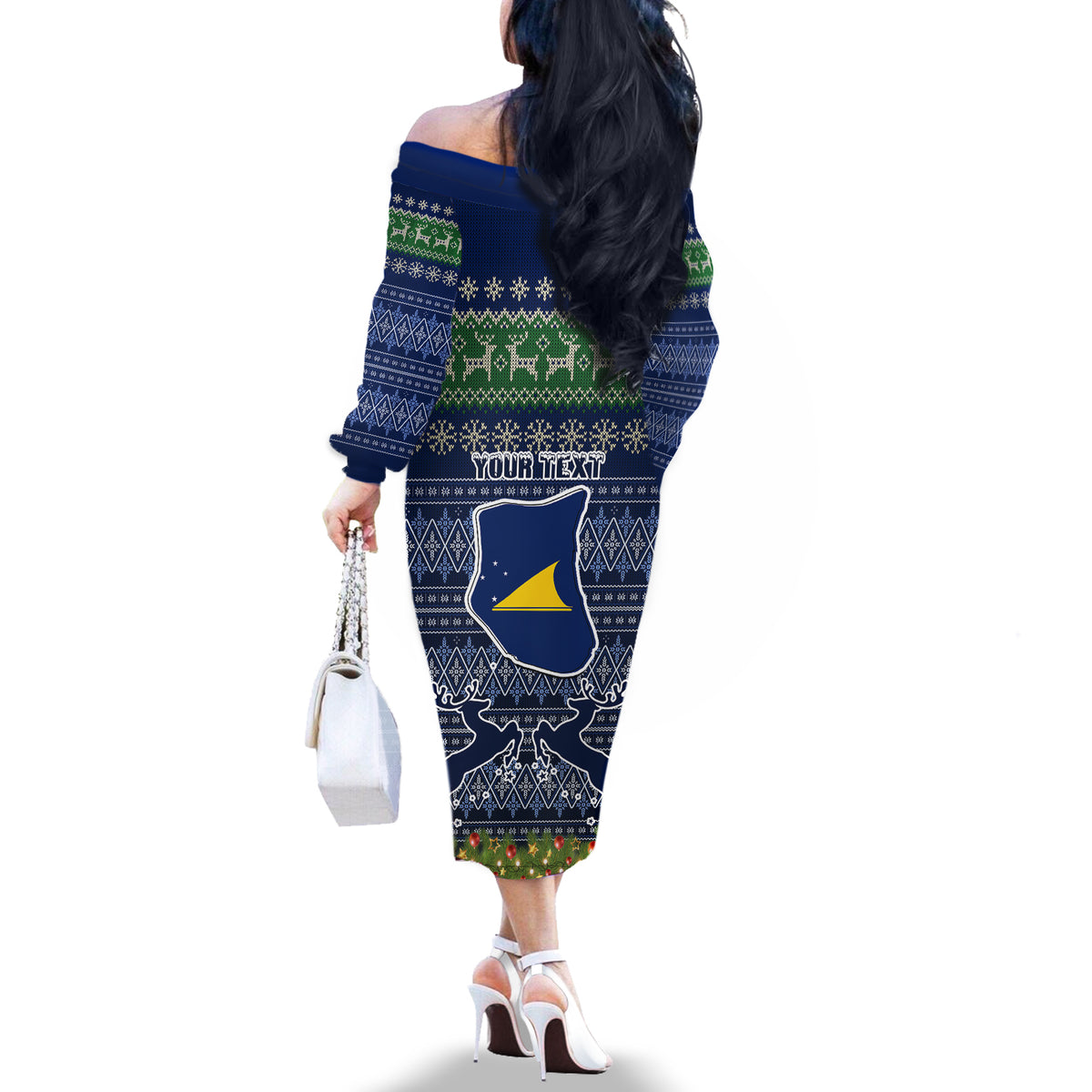 personalised-tokelau-christmas-off-the-shoulder-long-sleeve-dress-coat-of-arms-and-map-beautiful-merry-xmas-snowflake