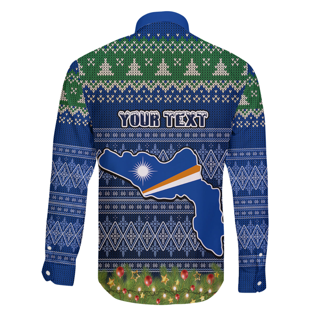 personalised-marshall-islands-christmas-family-matching-long-sleeve-bodycon-dress-and-hawaiian-shirt-coat-of-arms-and-map-beautiful-merry-xmas-snowflake