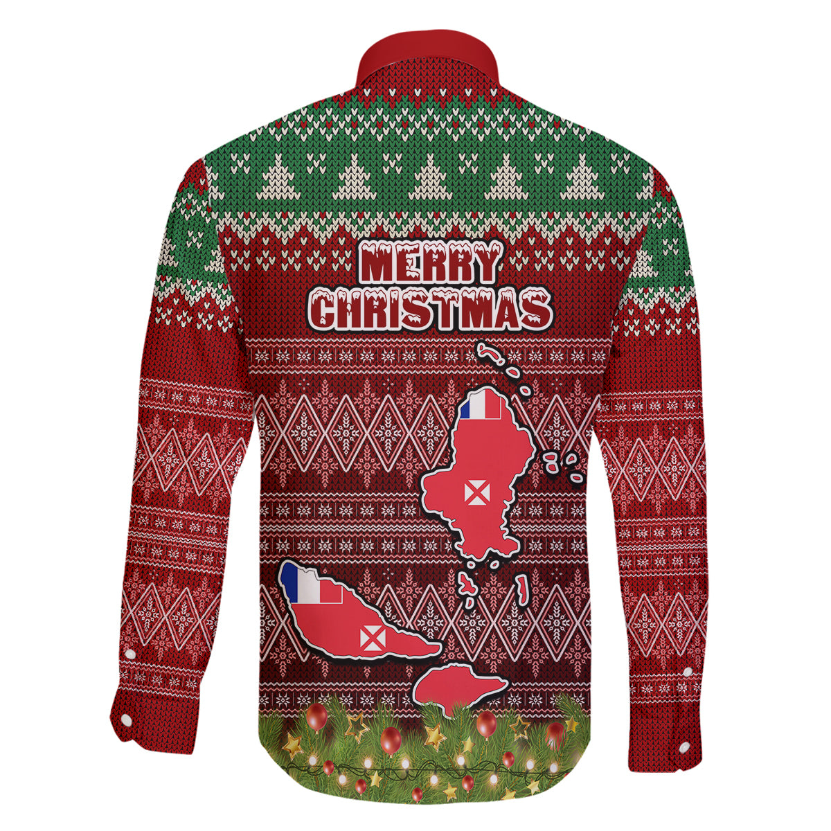 wallis-and-futuna-christmas-family-matching-tank-maxi-dress-and-hawaiian-shirt-coat-of-arms-and-map-beautiful-merry-xmas-snowflake