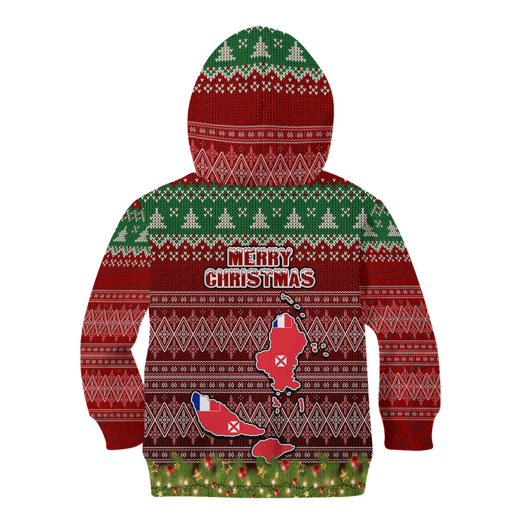 Wallis and Futuna Christmas Kid Hoodie Coat of Arms and Map Beautiful Merry Xmas Snowflake LT03 - Polynesian Pride