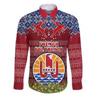 french-polynesia-christmas-family-matching-off-shoulder-short-dress-and-hawaiian-shirt-coat-of-arms-and-map-beautiful-merry-xmas-snowflake