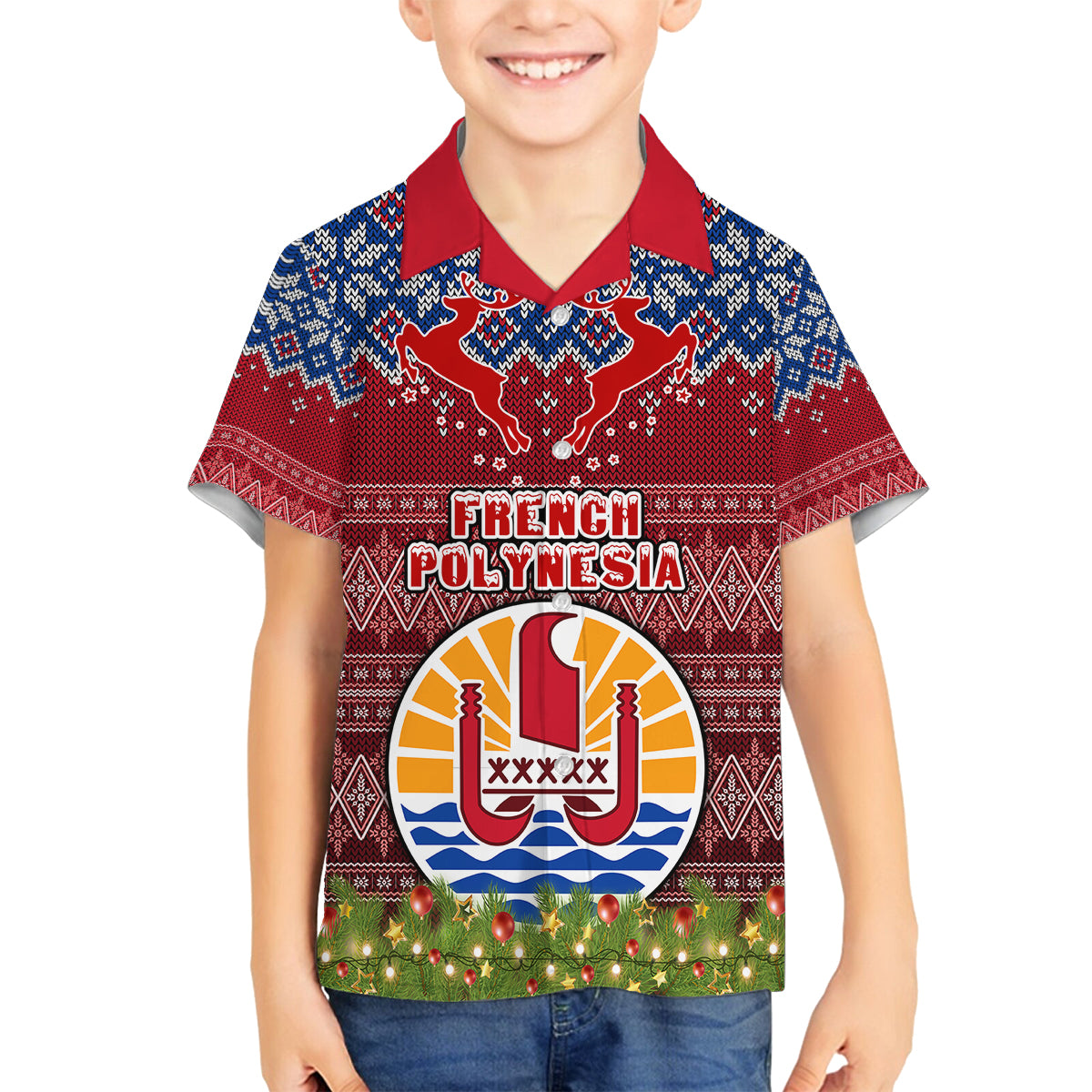 french-polynesia-christmas-family-matching-summer-maxi-dress-and-hawaiian-shirt-coat-of-arms-and-map-beautiful-merry-xmas-snowflake