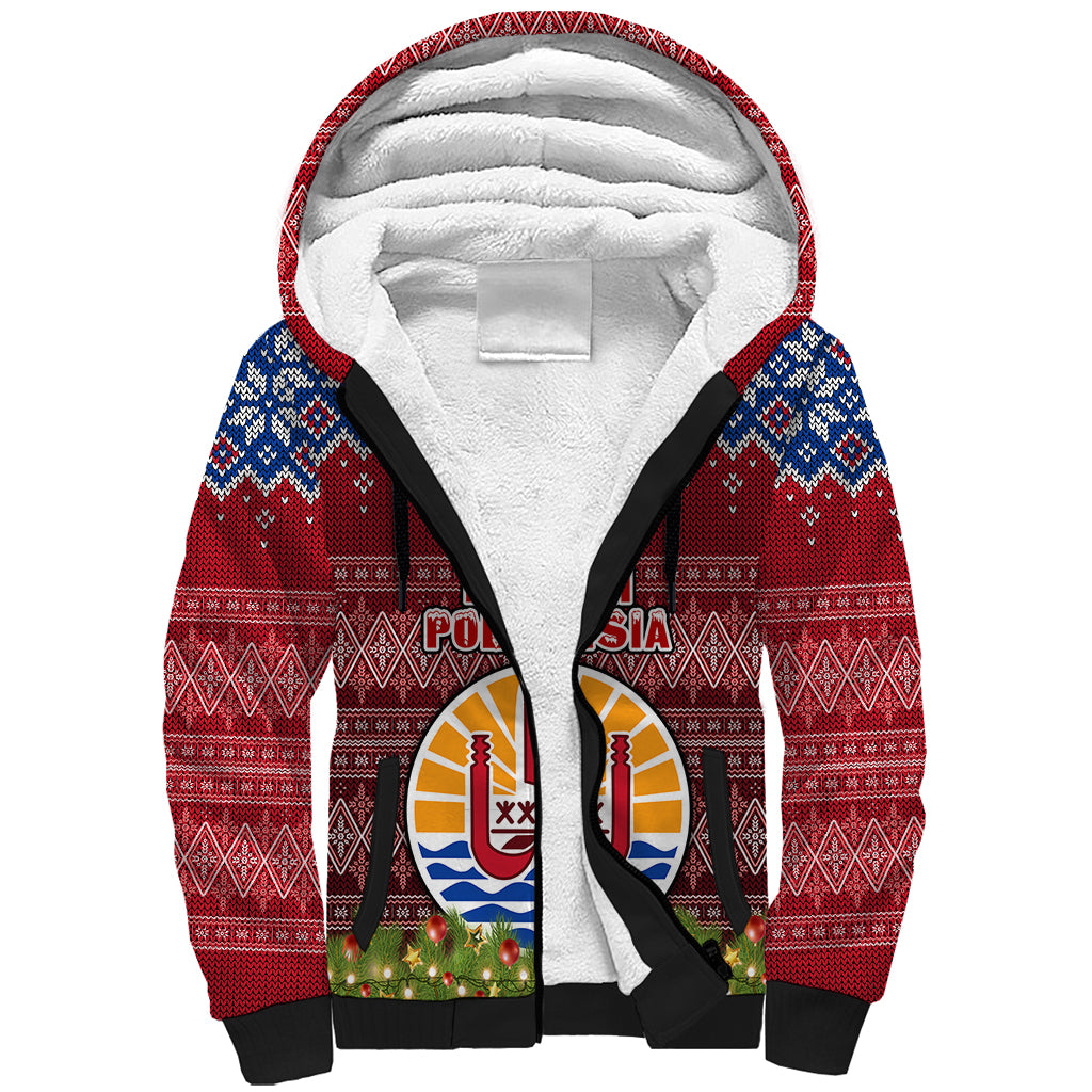 french-polynesia-christmas-sherpa-hoodie-coat-of-arms-and-map-beautiful-merry-xmas-snowflake