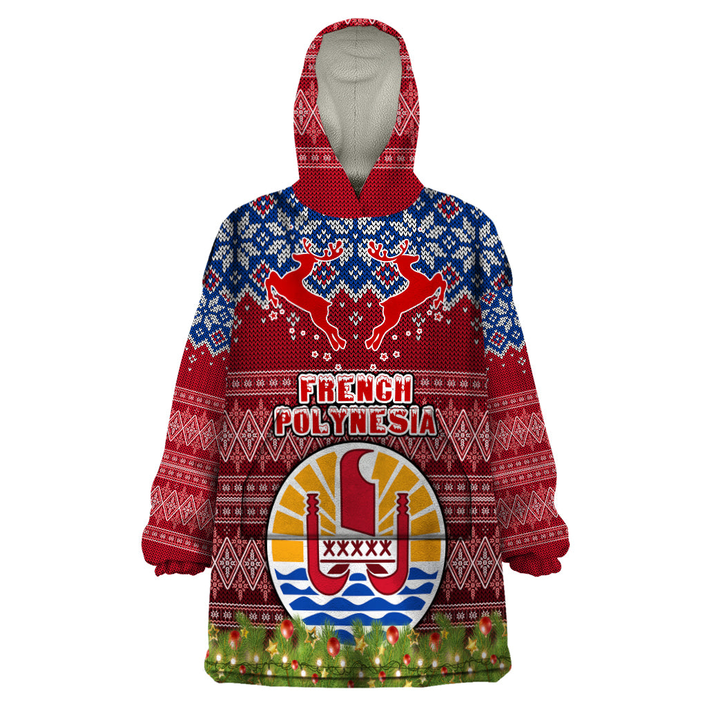 french-polynesia-christmas-wearable-blanket-hoodie-coat-of-arms-and-map-beautiful-merry-xmas-snowflake