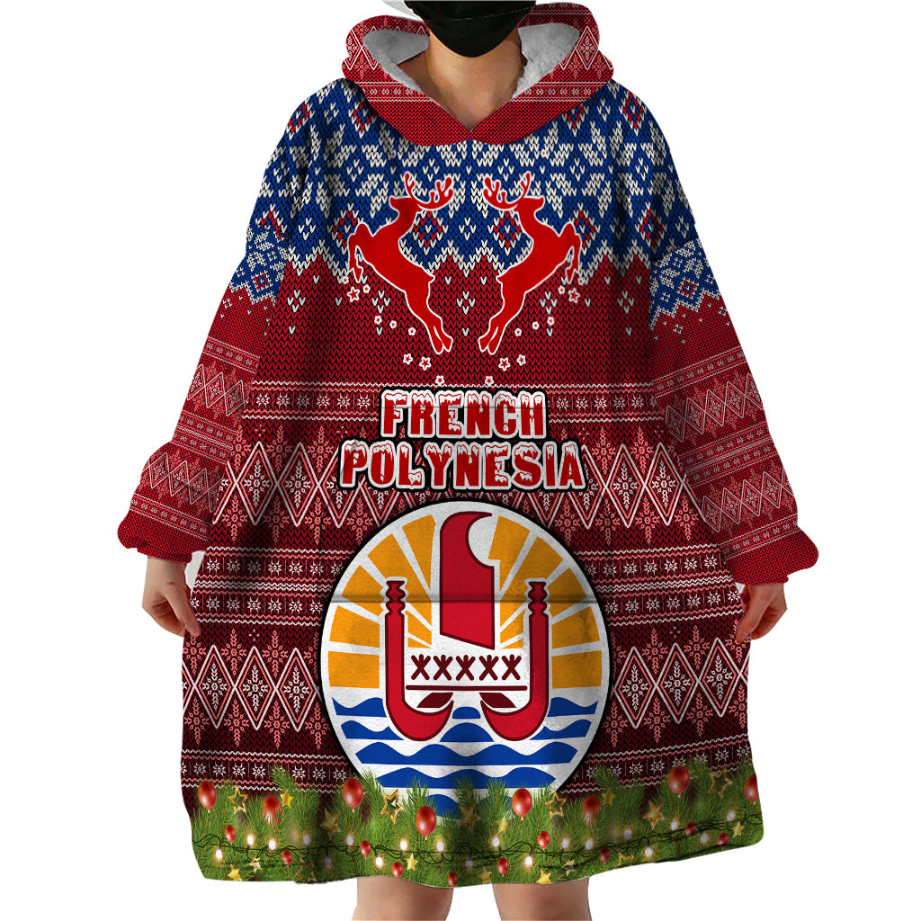 french-polynesia-christmas-wearable-blanket-hoodie-coat-of-arms-and-map-beautiful-merry-xmas-snowflake