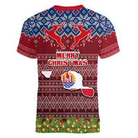french-polynesia-christmas-women-v-neck-t-shirt-coat-of-arms-and-map-beautiful-merry-xmas-snowflake