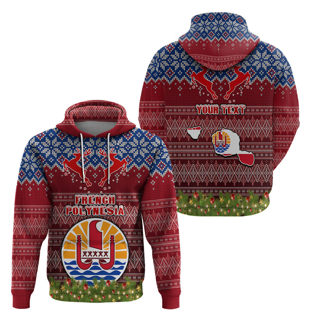 Personalised French Polynesia Christmas Hoodie Coat of Arms and Map Beautiful Merry Xmas Snowflake LT03 - Polynesian Pride
