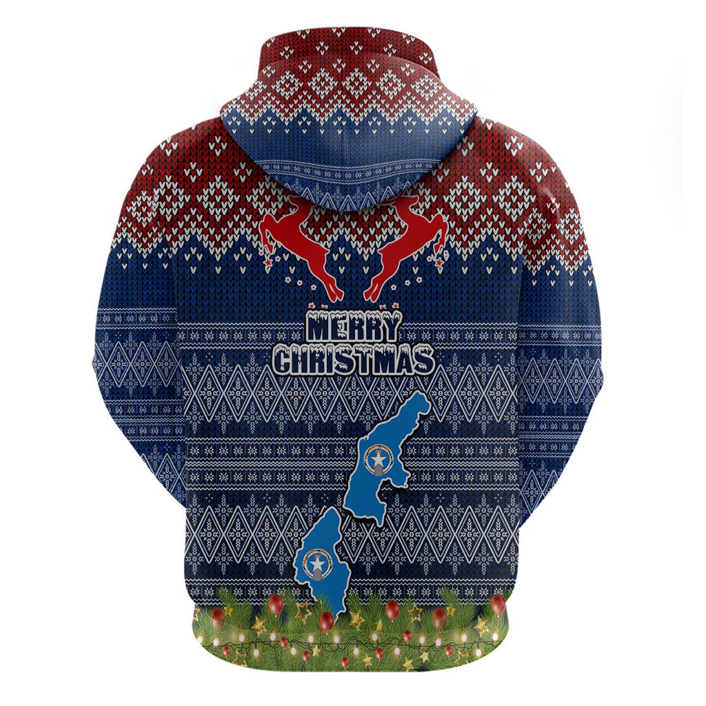 Northern Mariana Islands Christmas Hoodie Coat of Arms and Map Beautiful Merry Xmas Snowflake LT03 - Polynesian Pride
