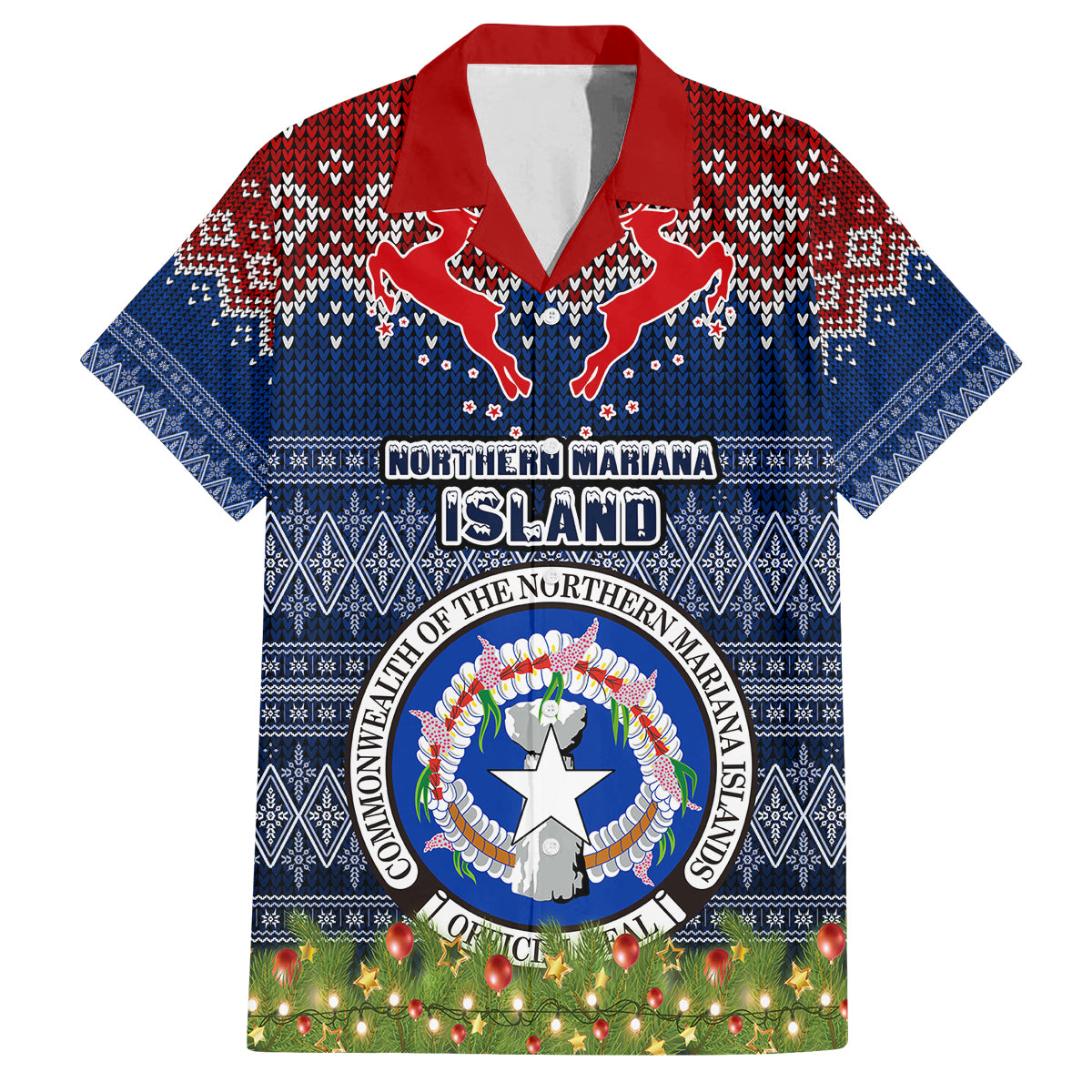 personalised-northern-mariana-islands-christmas-kid-hawaiian-shirt-coat-of-arms-and-map-beautiful-merry-xmas-snowflake
