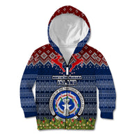 Personalised Northern Mariana Islands Christmas Kid Hoodie Coat of Arms and Map Beautiful Merry Xmas Snowflake LT03 Zip Hoodie Blue - Polynesian Pride