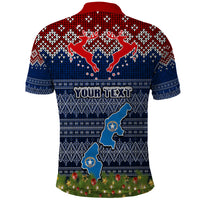 Personalised Northern Mariana Islands Christmas Polo Shirt Coat of Arms and Map Beautiful Merry Xmas Snowflake LT03 - Polynesian Pride