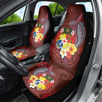 Tonga Humpback Whale Car Seat Cover National Seal with Hibiscus and Polynesian Tattoo LT03 - Polynesian Pride