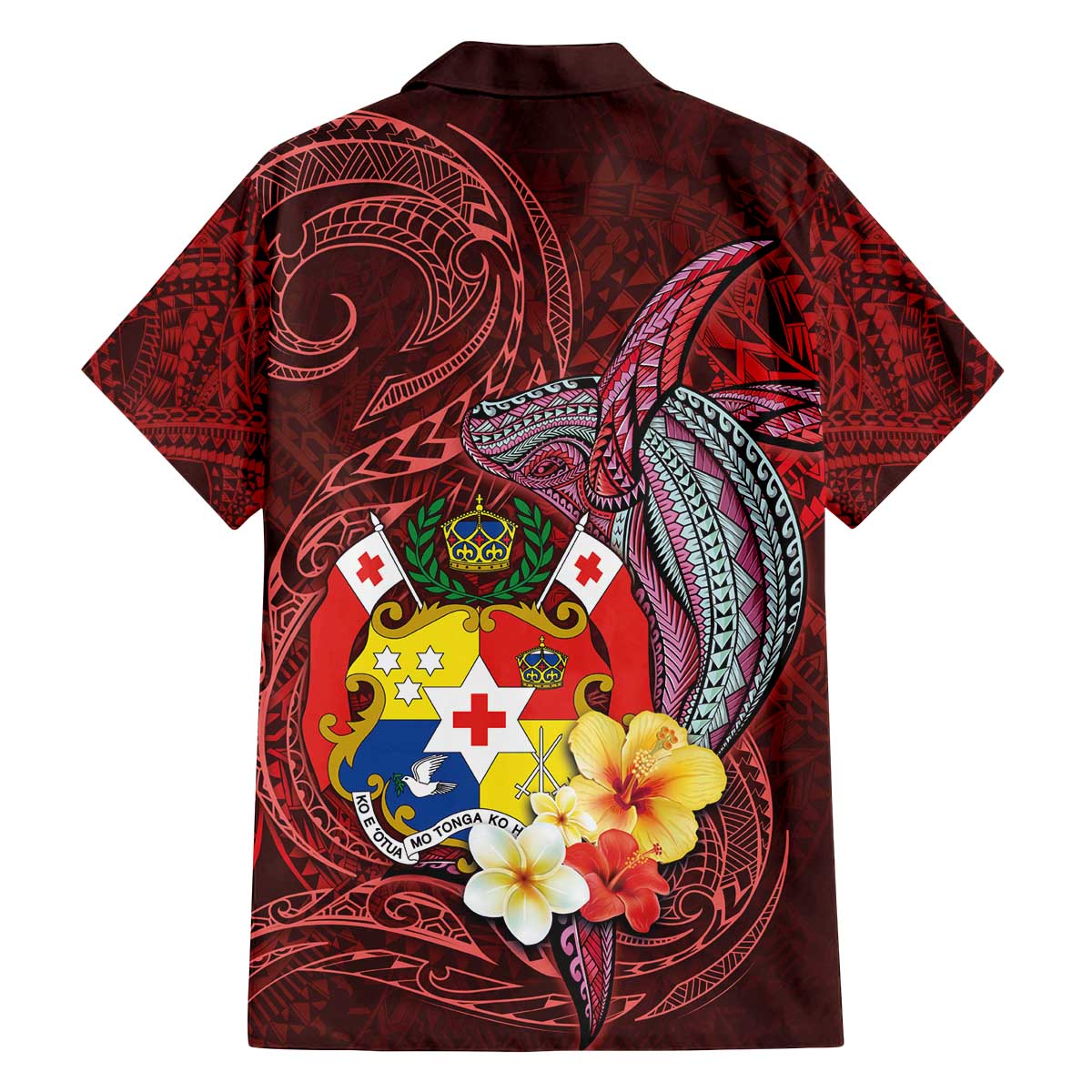 Tonga Humpback Whale Family Matching Off The Shoulder Long Sleeve Dress and Hawaiian Shirt National Seal with Hibiscus and Polynesian Tattoo