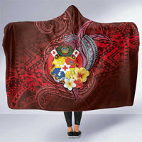 Tonga Humpback Whale Hooded Blanket National Seal with Hibiscus and Polynesian Tattoo LT03 One Size Red - Polynesian Pride