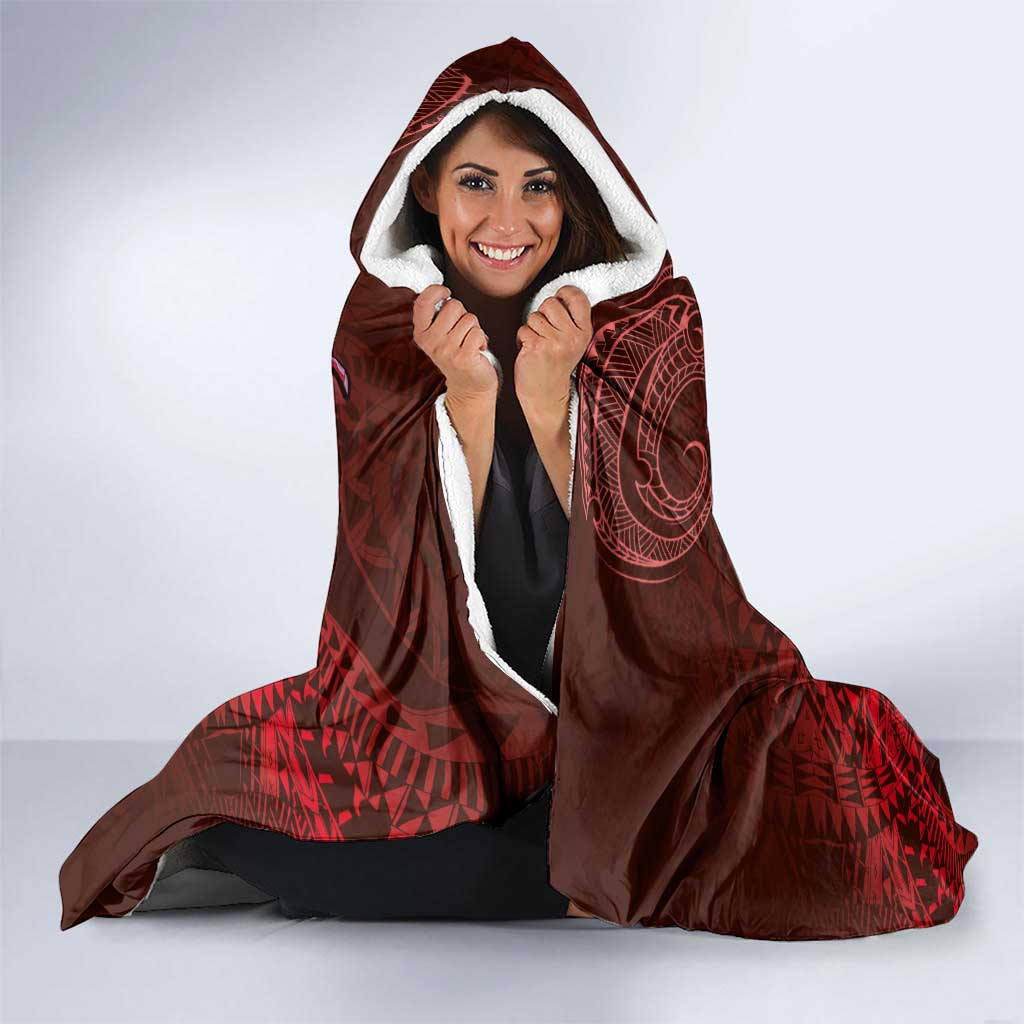 Tonga Humpback Whale Hooded Blanket National Seal with Hibiscus and Polynesian Tattoo LT03 - Polynesian Pride