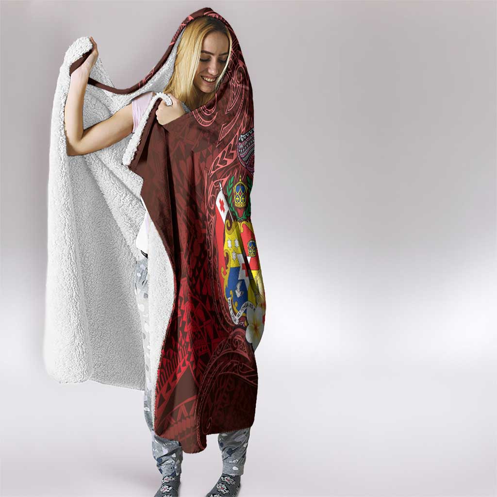 Tonga Humpback Whale Hooded Blanket National Seal with Hibiscus and Polynesian Tattoo LT03 - Polynesian Pride