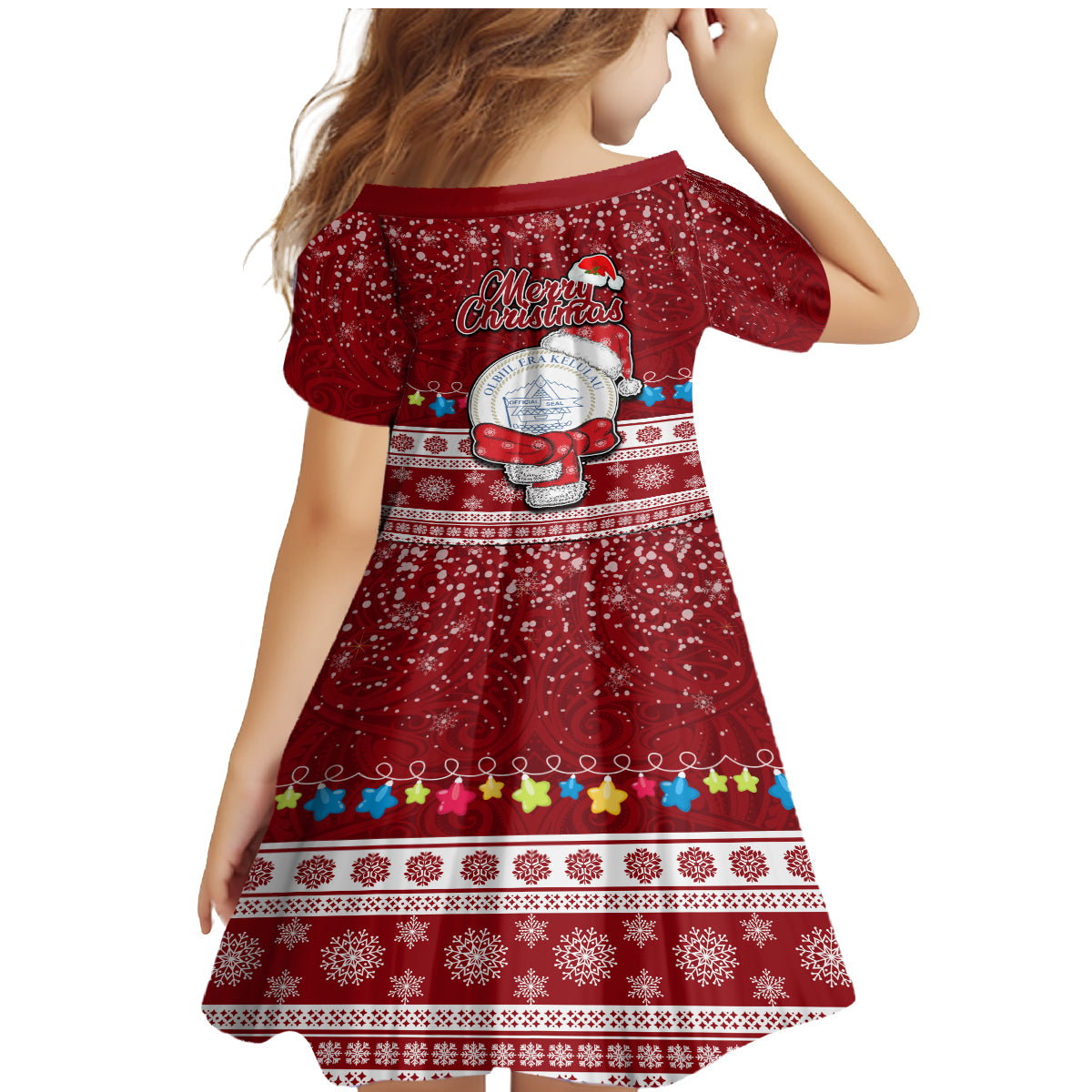 Palau Christmas Family Matching Mermaid Dress and Hawaiian Shirt Snowman and Palau Coat of Arms Maori Tribal Xmas Style LT03 - Polynesian Pride