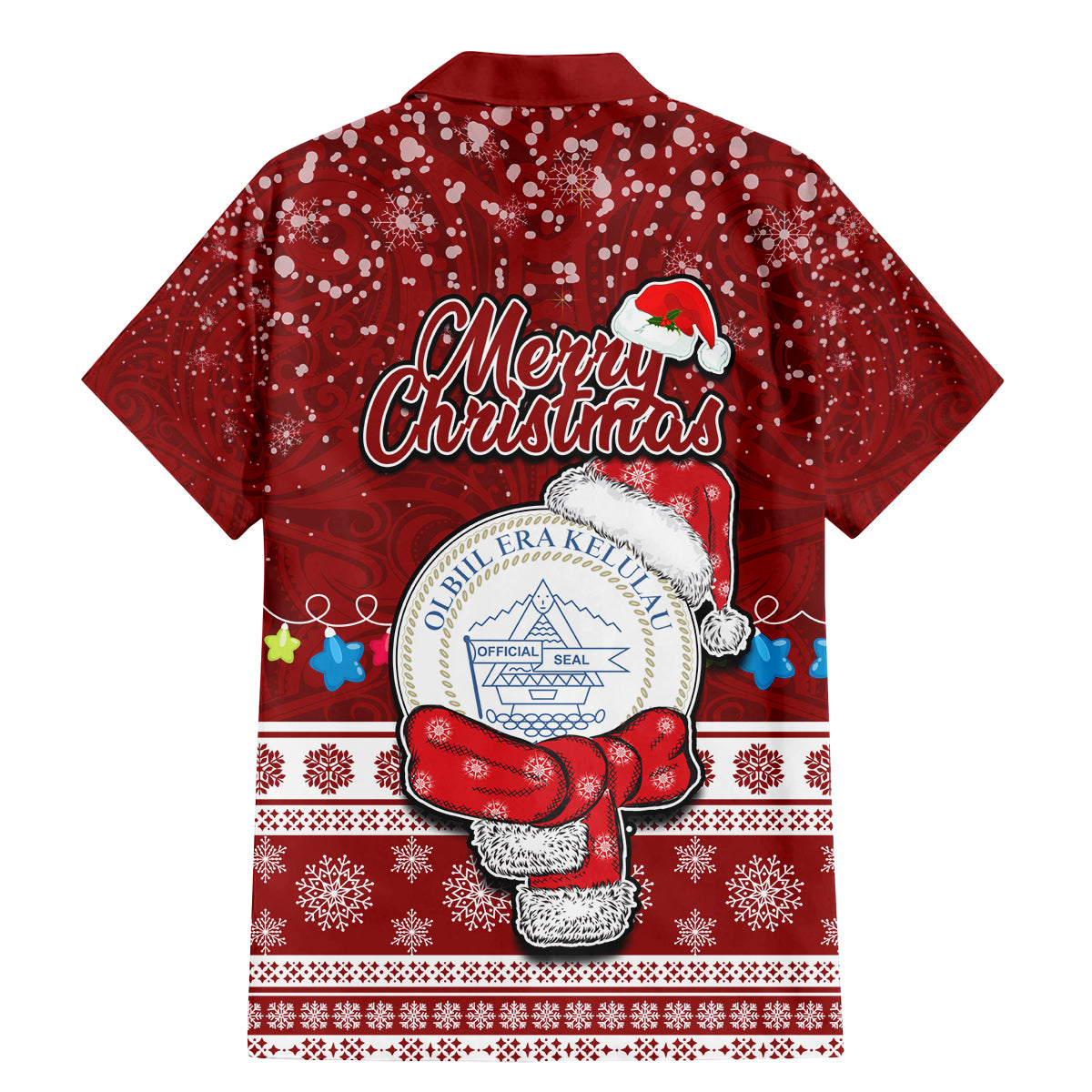 Palau Christmas Family Matching Mermaid Dress and Hawaiian Shirt Snowman and Palau Coat of Arms Maori Tribal Xmas Style LT03 - Polynesian Pride