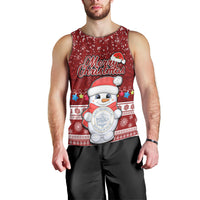 Palau Christmas Men Tank Top Snowman and Palau Coat of Arms Maori Tribal Xmas Style LT03 - Polynesian Pride