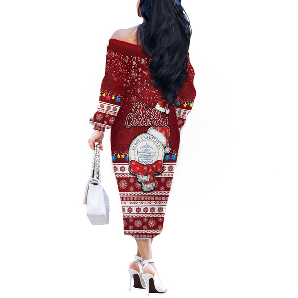 Niue Christmas Long Sleeve Bodycon Dress Coat of Arms and Map Beautiful Merry Xmas Snowflake LT03 main image 0