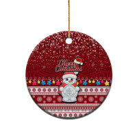 Personalised Palau Christmas Ceramic Ornament Snowman and Palau Coat of Arms Maori Tribal Xmas Style LT03 - Polynesian Pride