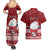 Personalised Palau Christmas Couples Matching Summer Maxi Dress and Hawaiian Shirt Snowman and Palau Coat of Arms Maori Tribal Xmas Style LT03 - Polynesian Pride